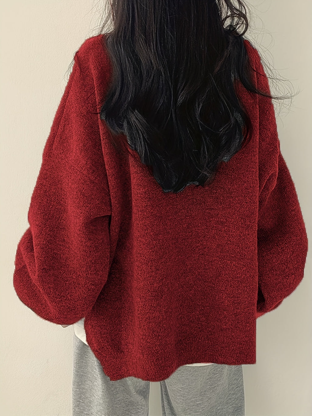 Briallen | Women's Oversized Sweater with Side Slits - Casual Drop-Shoulder Design