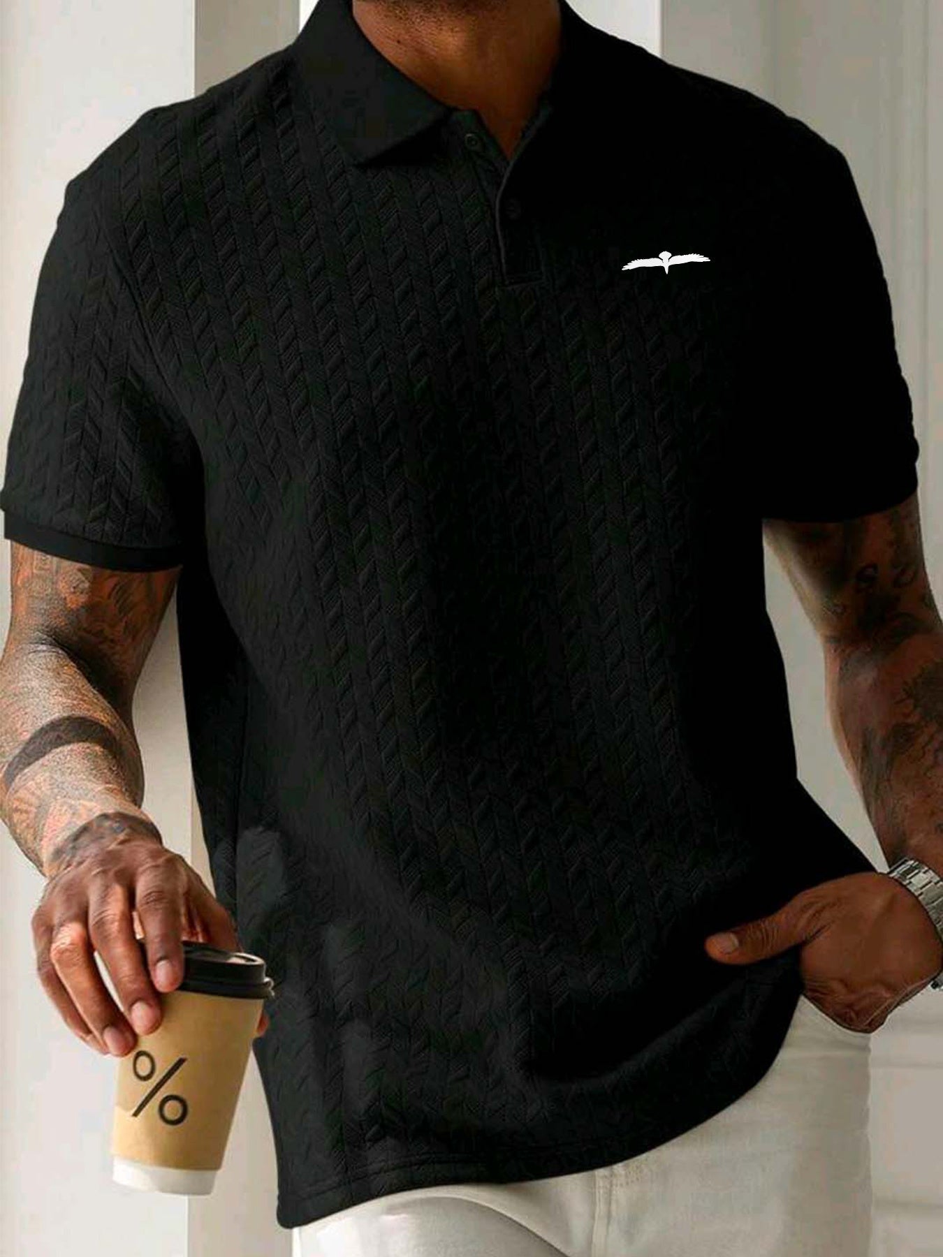 Aldous | Polo décontracté à manches courtes pour homme - Tissu structuré et extensible