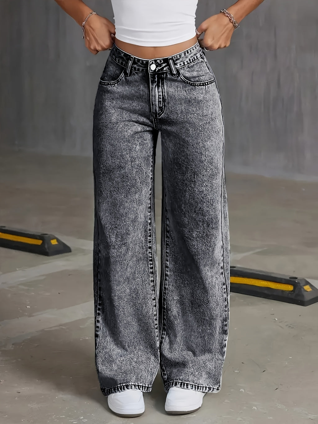 Delara | Rechte damesbroek met hoge taille - Casual stretch denim broek