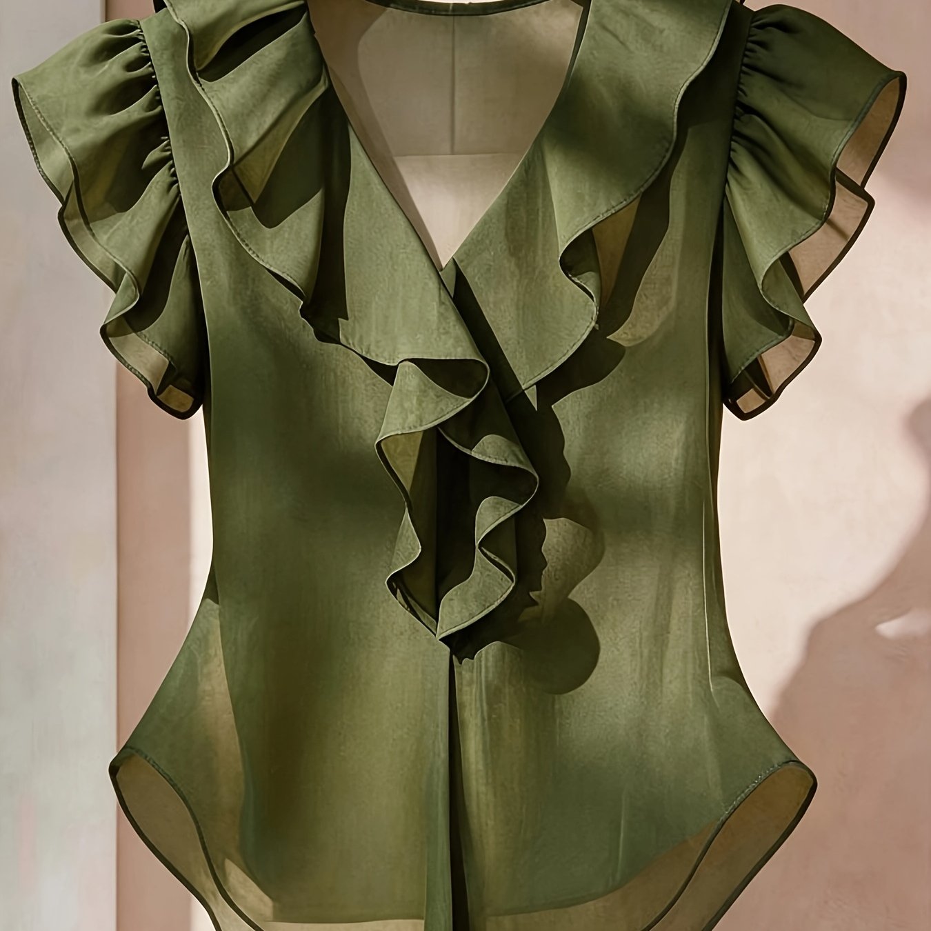Emia | Dames chiffon blouse met ruches en korte mouwen – Franse stijl top, elegante lichte casual blouse