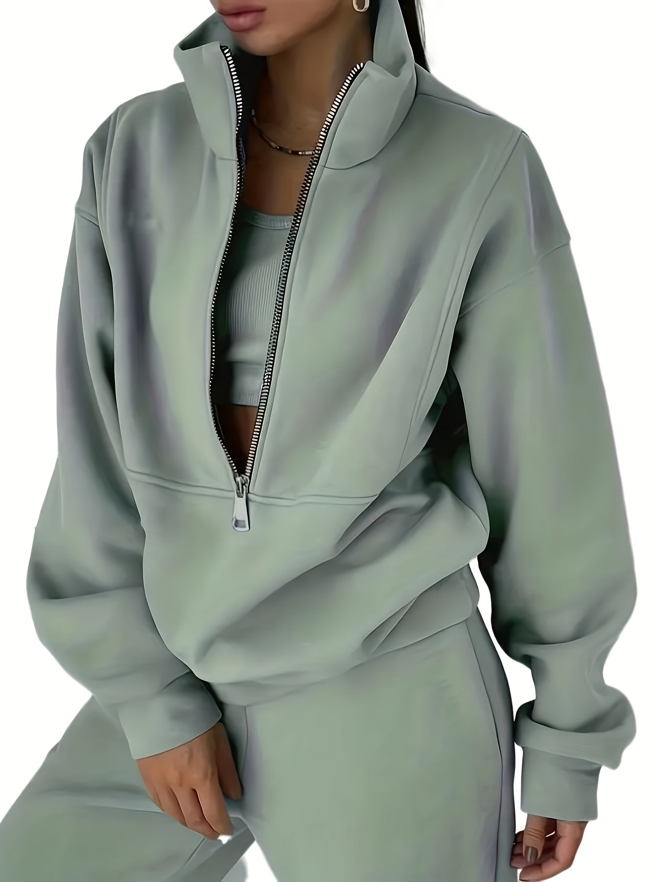 Fritha | Casual Tweedelige Set voor Vrouwen - Sweatshirt met Ritssluiting & Elastische Taille Broek, Comfortabele Lounge Outfit