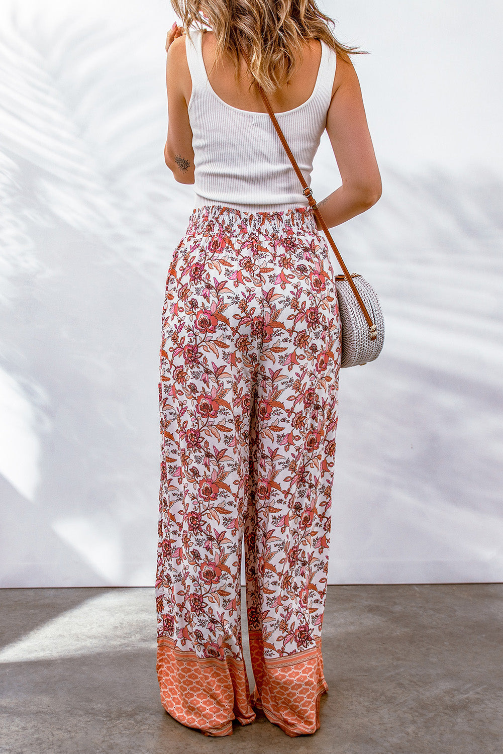Kaden | Bloemenprint Broek met hoge taille en wijde pijpen