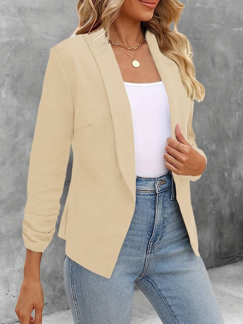 Ewelina | Classic Open Front Blazer - Elegant Long Sleeve Jacket