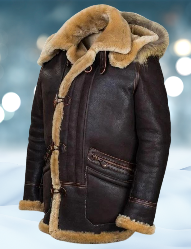 Heinrich | Heren imitatieleren pilotenjack met sherpa fleece voering – Warme winterjas