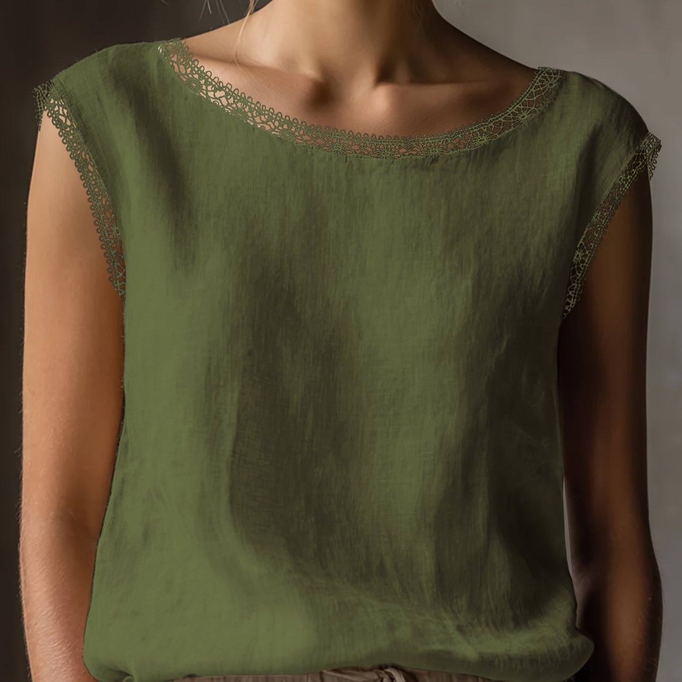 Orlavia | Dames kanten blouse – zomerse retro top, losse en casual pasvorm