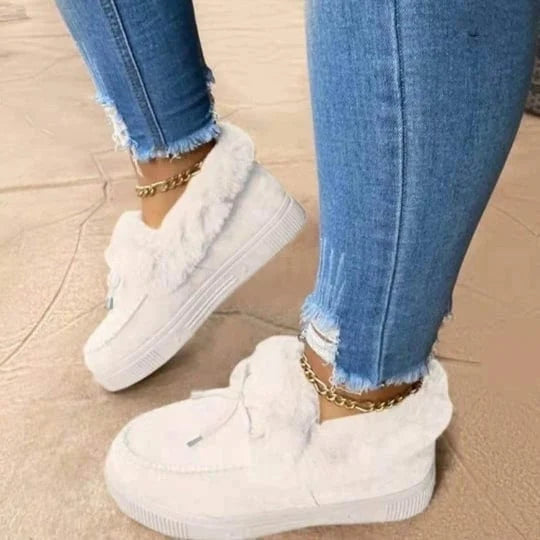 Furiva | Dameswinterlaarzen met bontvoering, warme pluche instapschoenen, comfortabele schoenen