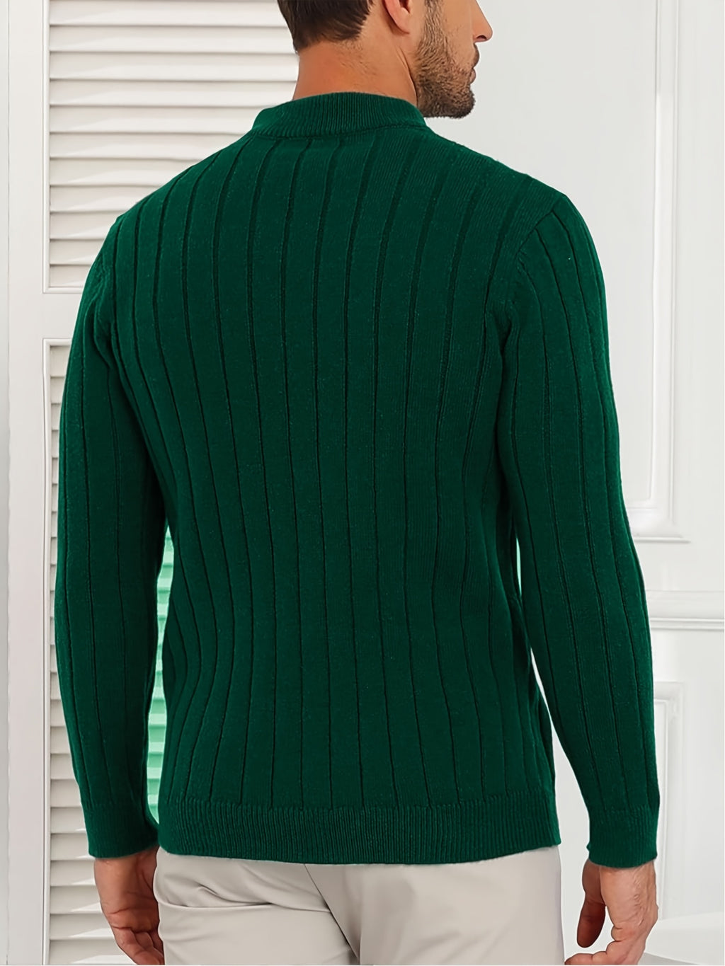 Brinor | Heren trui met halve rits – Casual trui met opstaande kraag, losse pasvorm, ritssluiting