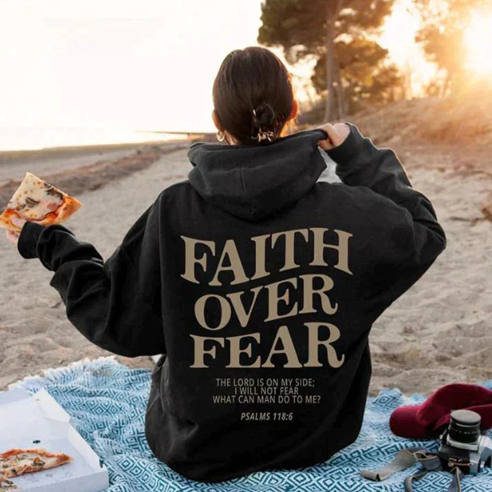 FearlessHoodie | Oversized unisex hoodie met gedurfde letterprint - Knusse, op geloof geïnspireerde trui