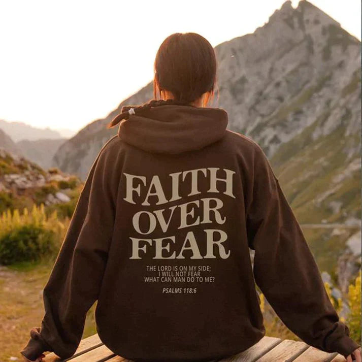 FearlessHoodie | Oversized unisex hoodie met gedurfde letterprint - Knusse, op geloof geïnspireerde trui
