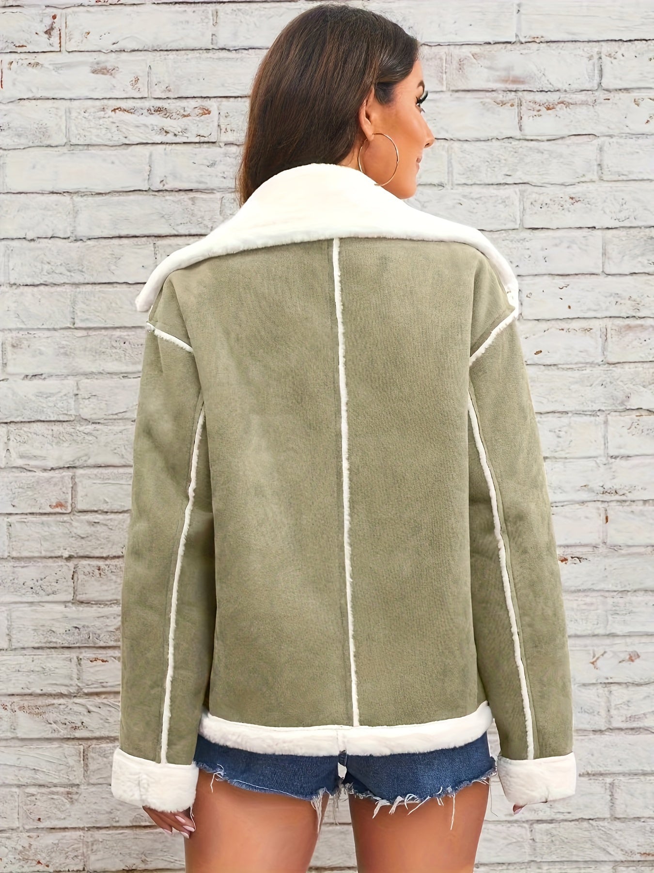 Daryna | Damesjas Suède Oversized Bontgevoerd Aviatorjack - Elegante Faux Shearling Mantel