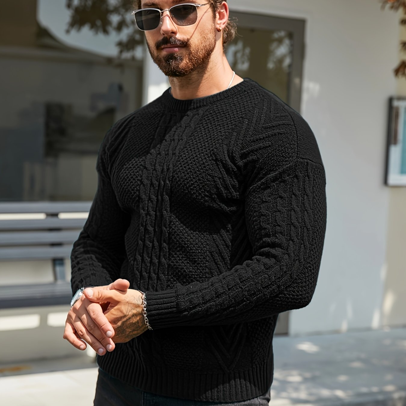 Simon | Pull d'hiver pour homme – Pull chaud et doux à col rond et manches longues, idéal par temps froid.