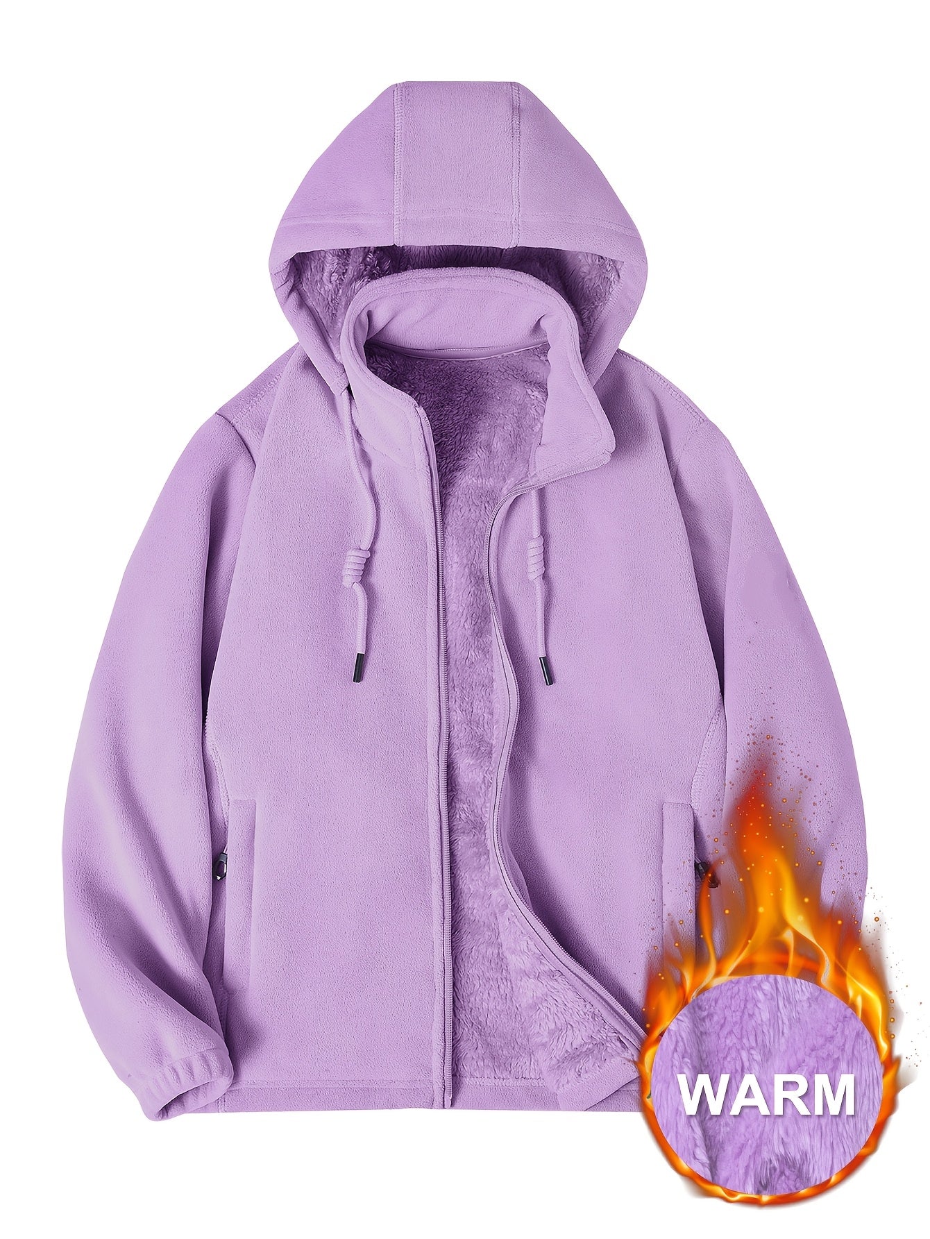 Aislyn | Women's Fleece Winter Jacket - Warm Hooded Coat, Thick Lining, Zipper Pockets, Regular Fit