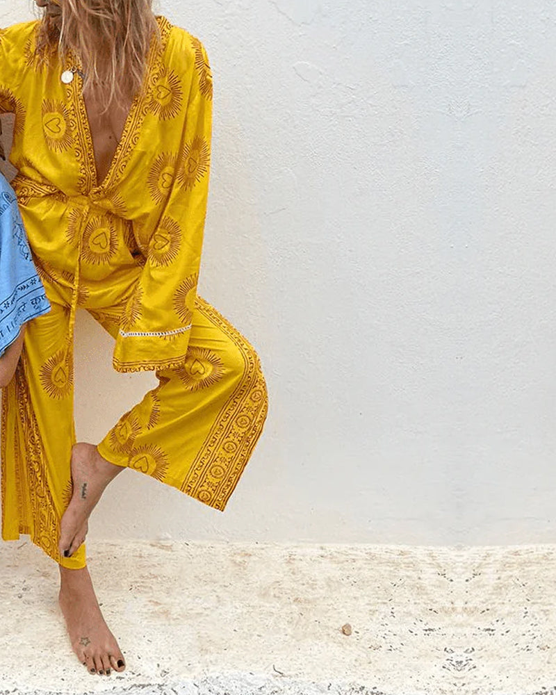 Alayna | Zomers Gedrukt Vest & Broek Tweedelige Set