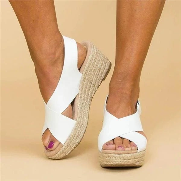 Kezaria | Boho Chic Wedge Heels - Open Toe, Comfortable Slip-On