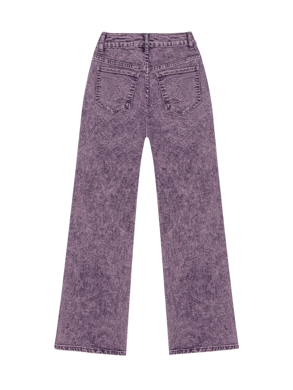Viridia | Hoge taille stretch jeans voor dames – Losse acid wash rechte en wijde pijpen, buikcontrole, zakken