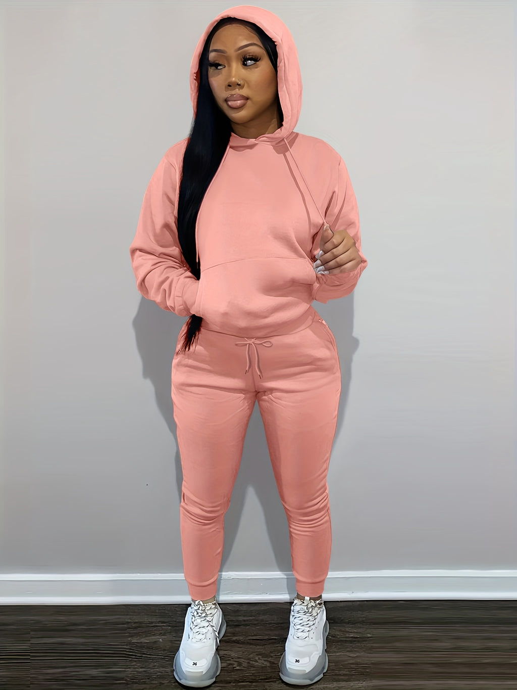 Thais | Casual tweedelige damesset - hoodie met koord en joggingbroek