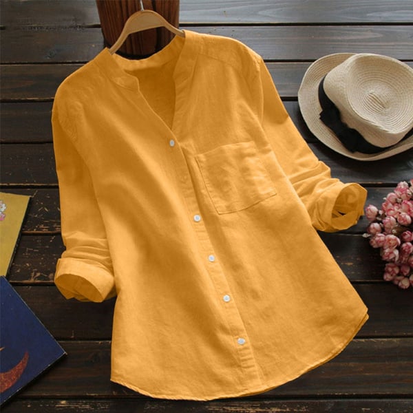 Kova | Dameshemd van katoenlinnen - Los model, 3/4 mouwen met knoopsluiting Casual Blouse