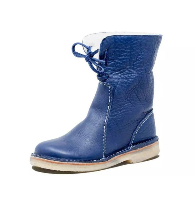 Velvora | Bottes en cuir pour femme avec doublure polaire – Chaussures d'hiver chaudes, imperméables et élégantes