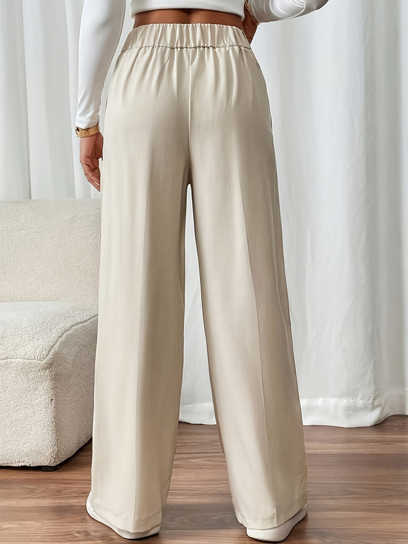Dimity | Women's High-Waisted Wide-Leg Trousers with Button Closure