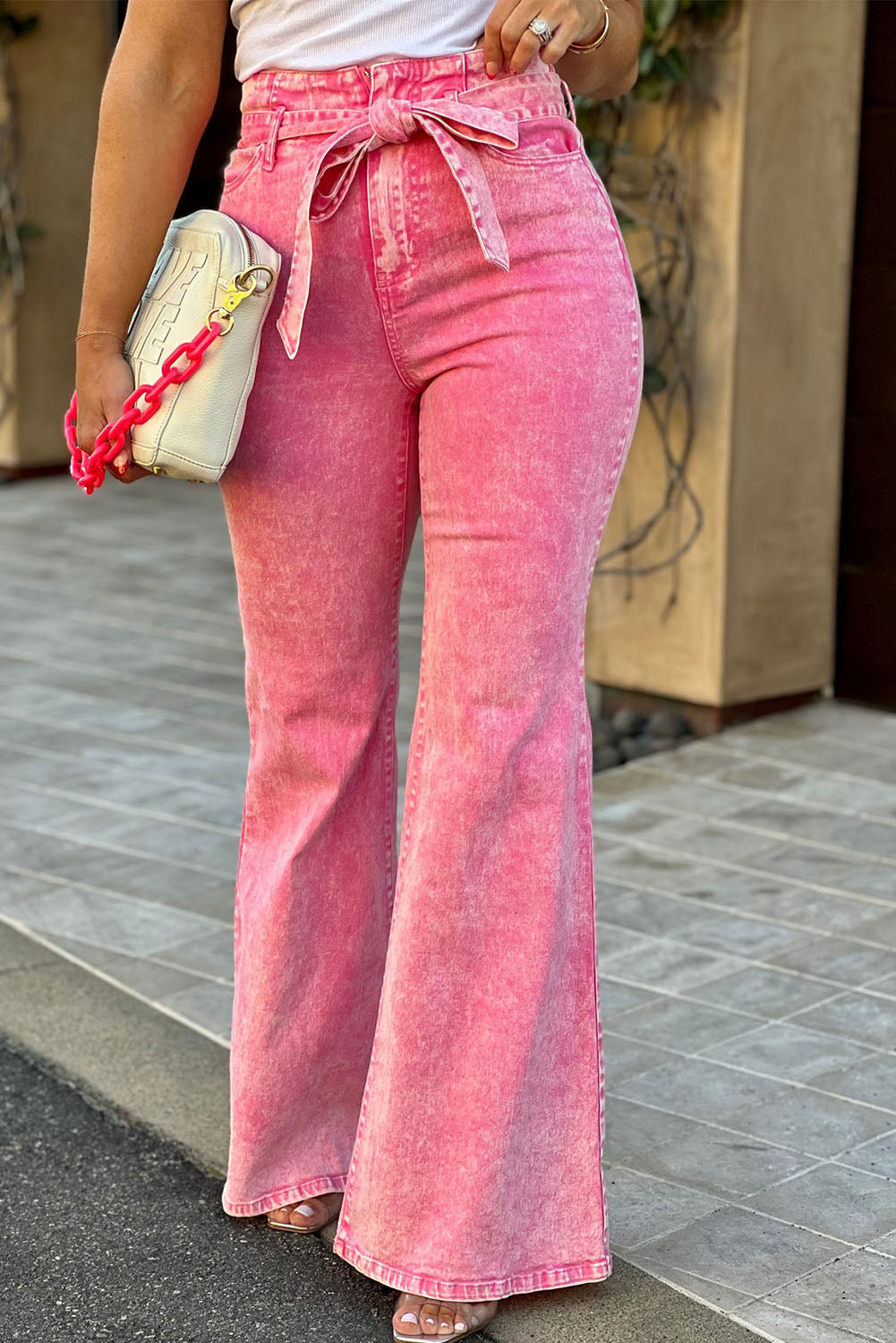 Chandra | Dames Flare Leg Jeans met Hoge Taille en Knoop Aan De Voorkant - Casual & Trendy Denim