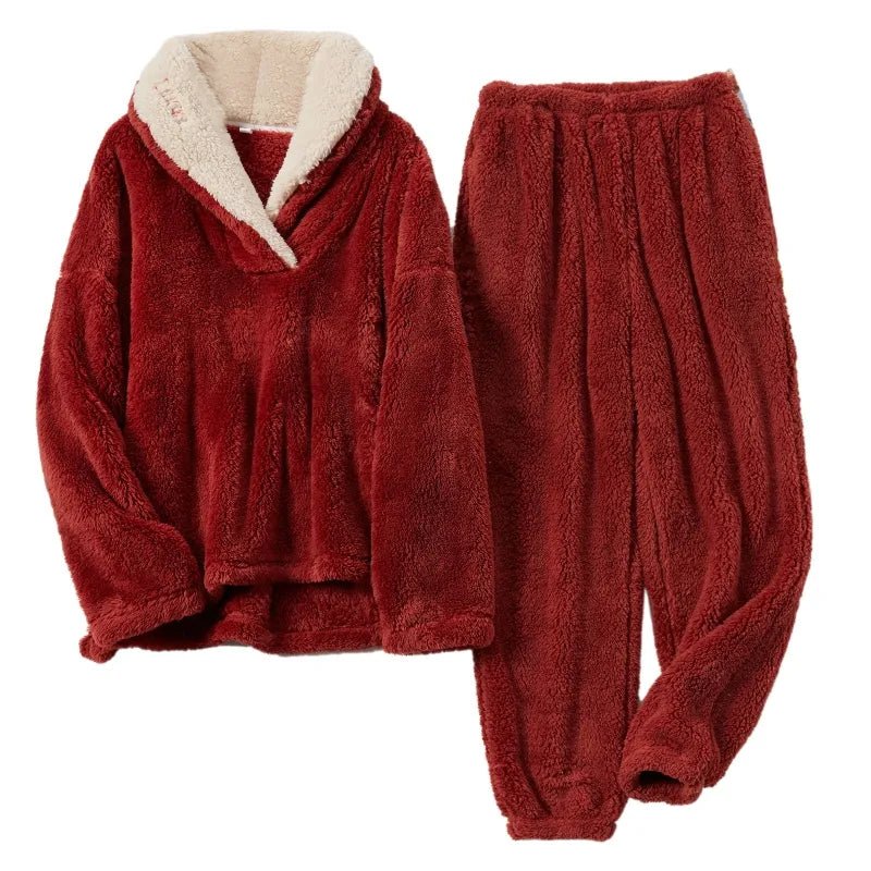 Lucasta | Gezellige teddy winter loungewear set voor vrouwen - Warme Lange Mouw Top & Pyjama