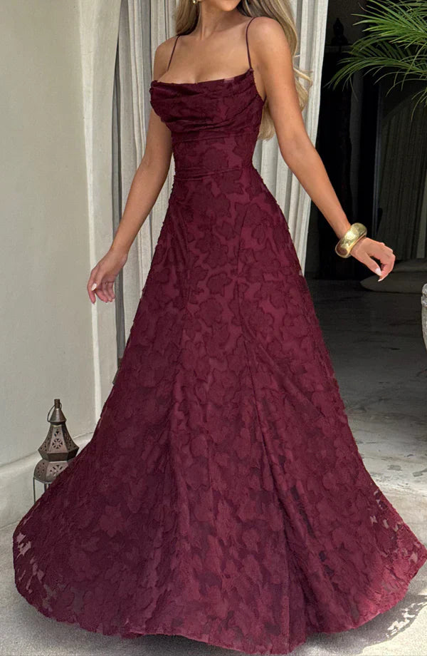 Elowria | Elegante maxi-jurk voor dames met kantdetail – formele lange jurk voor bruiloften