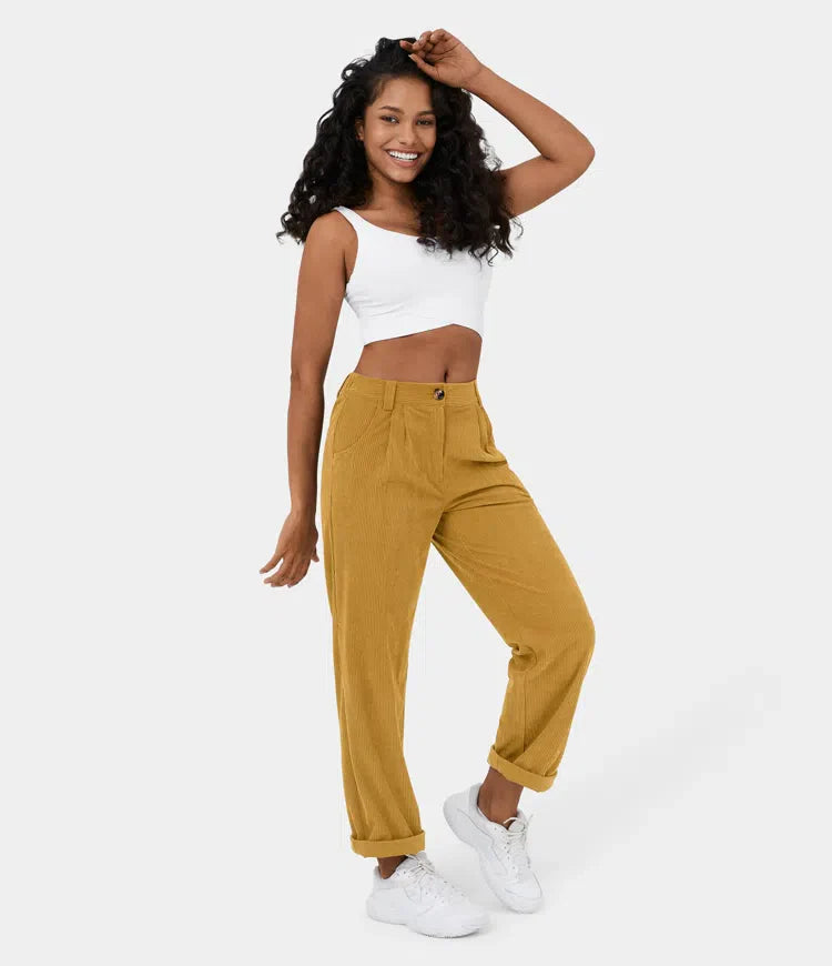 Judita | Pantalon en velours côtelé taille haute pour femme - confortable, élégant et polyvalent