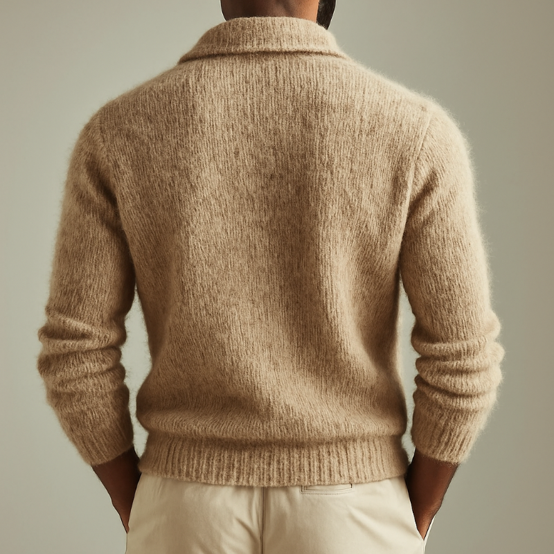 Icarion | Heren effen gebreid vest met revers – Retro casual trui, warme herfst-/winterschort