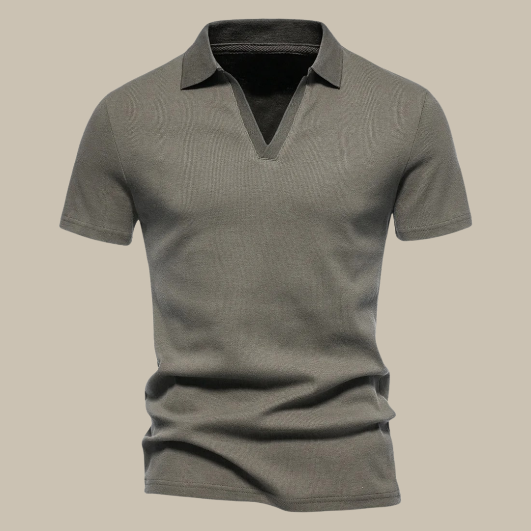 Alessio | Herenpolo met korte mouwen en V-hals - Merino Wol Polo
