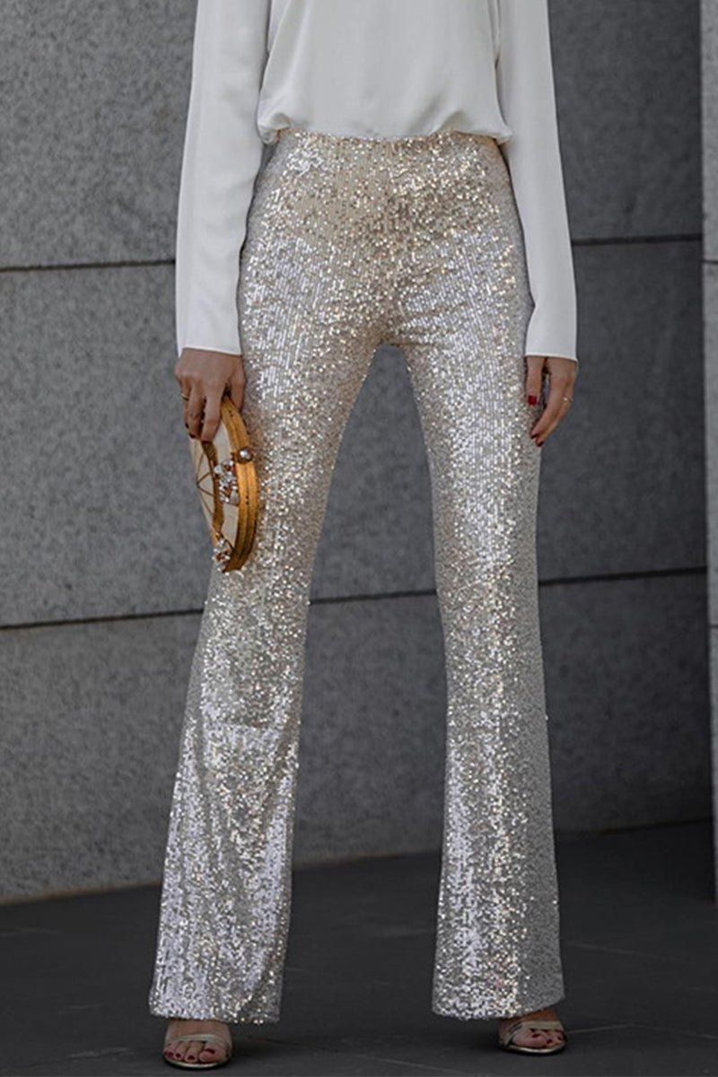 Zephyra | Pantalon à sequins taille haute pour femme - Pantalon de soirée scintillant pour les occasions festives