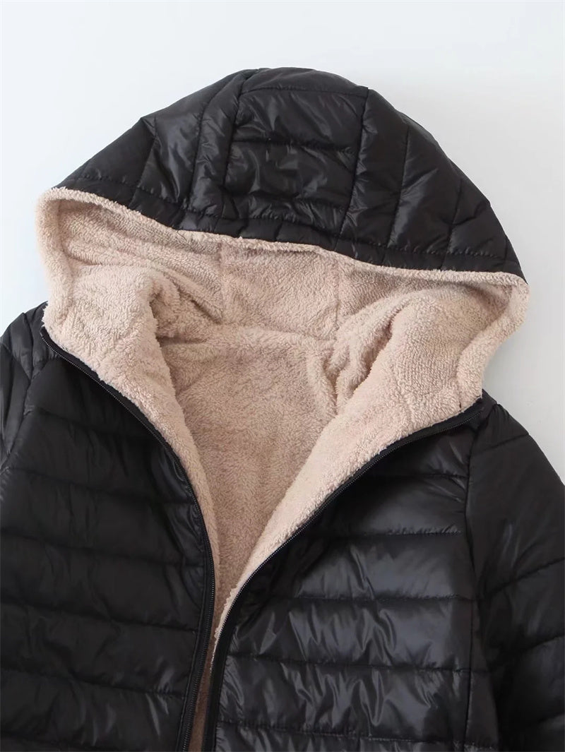 Delilah | Warme gewatteerde fleece gevoerde dames parka jas met capuchon - Casual & stijlvolle winter bovenkleding