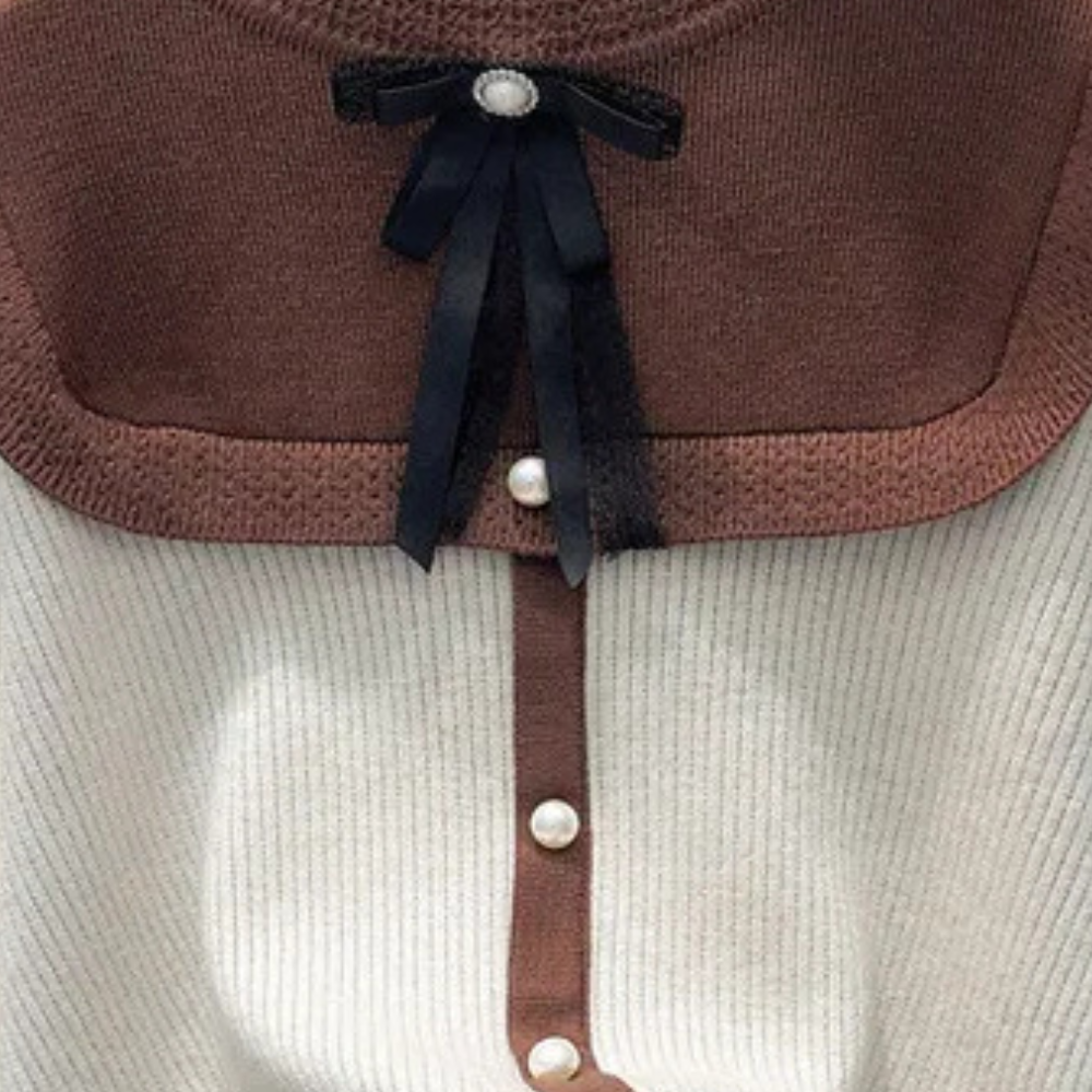 Tatienne | Dames Trui in Vintage stijl met fleecevoering en strik - Elegant en gezellig