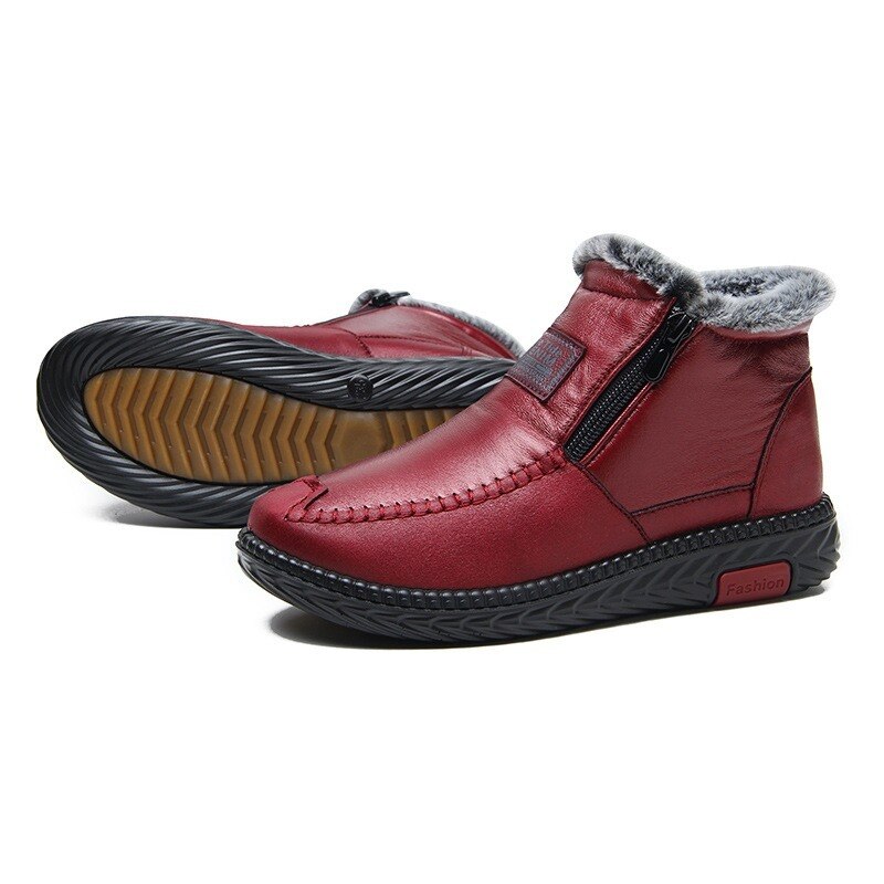 ComfiStep | Leren winterlaarzen voor dames – gevoerd met fleece, warm sneeuw- en vrijetijdsschoeisel