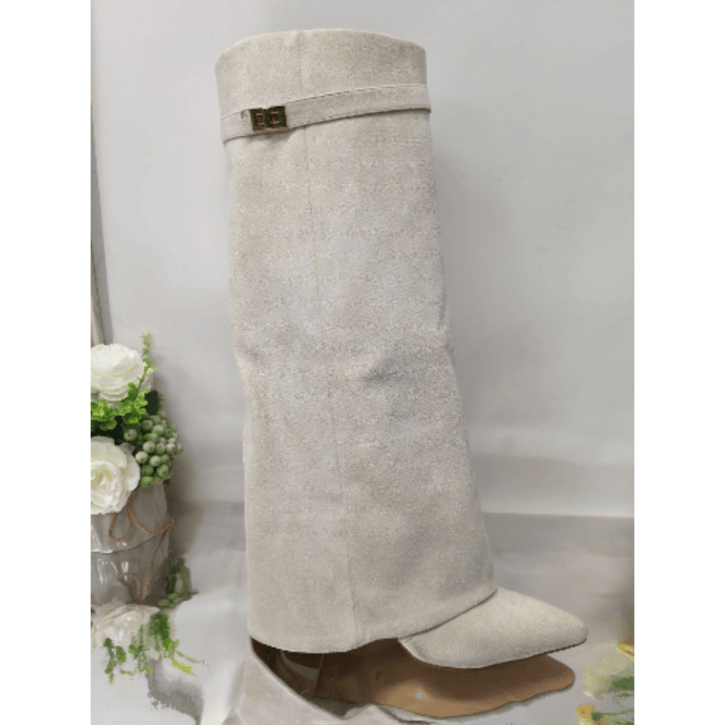 Tallure | Bottes hautes en daim pour femme – coupe large, fermeture éclair confortable