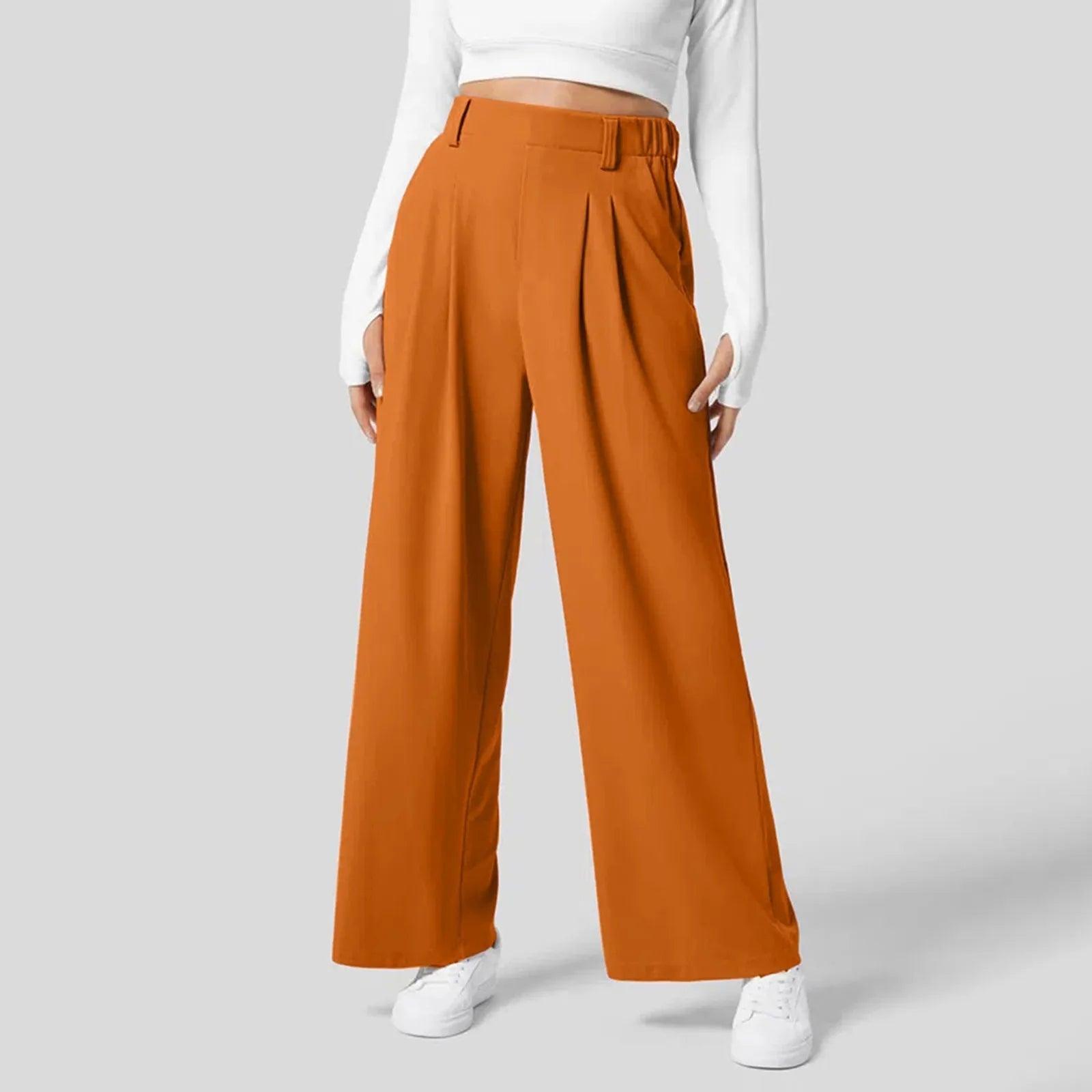Pomeline | Stretchable Comfortabele Broek met Wijde Pijpen voor Vrouwen - Casual Broek met Hoge taille
