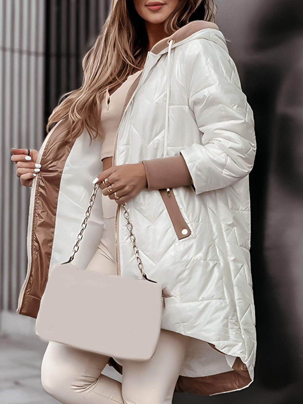 Alvynne | Dameswinterjas met capuchon en donsvulling – Thermische, warme casual outdoorjas