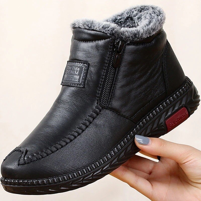 ComfiStep | Leren winterlaarzen voor dames – gevoerd met fleece, warm sneeuw- en vrijetijdsschoeisel