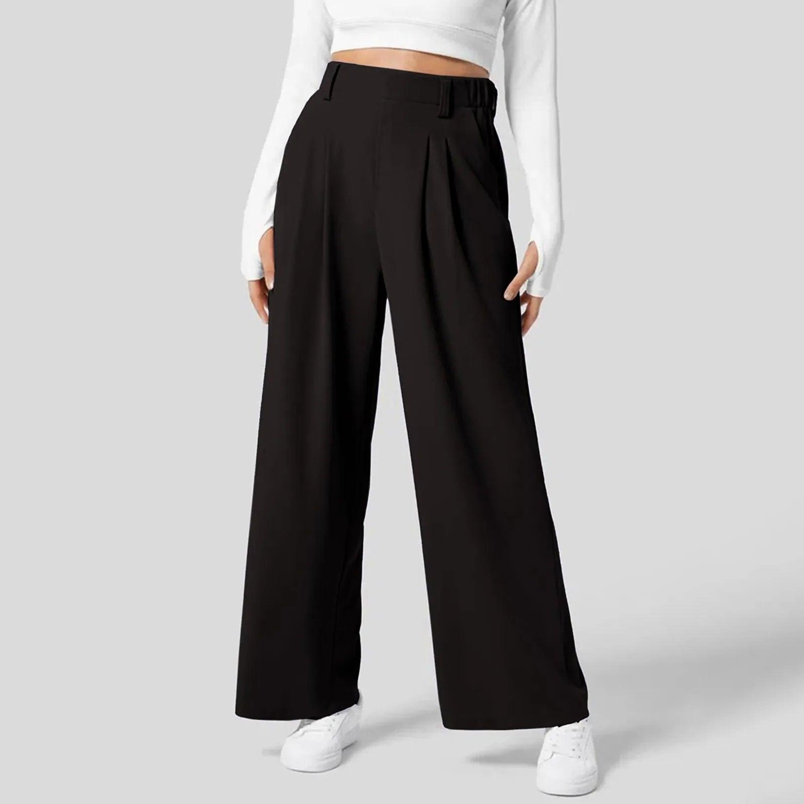 Pomeline | Stretchable Comfortabele Broek met Wijde Pijpen voor Vrouwen - Casual Broek met Hoge taille