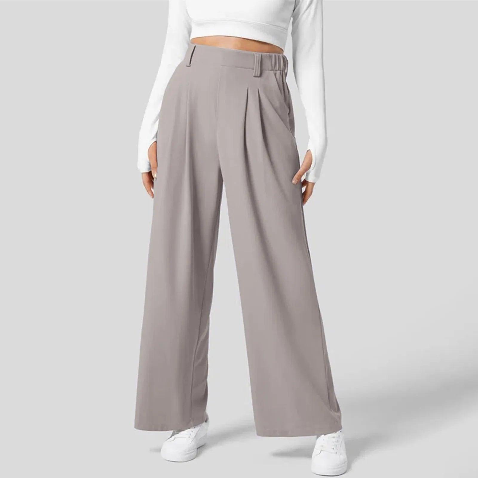 Pomeline | Stretchable Comfortabele Broek met Wijde Pijpen voor Vrouwen - Casual Broek met Hoge taille