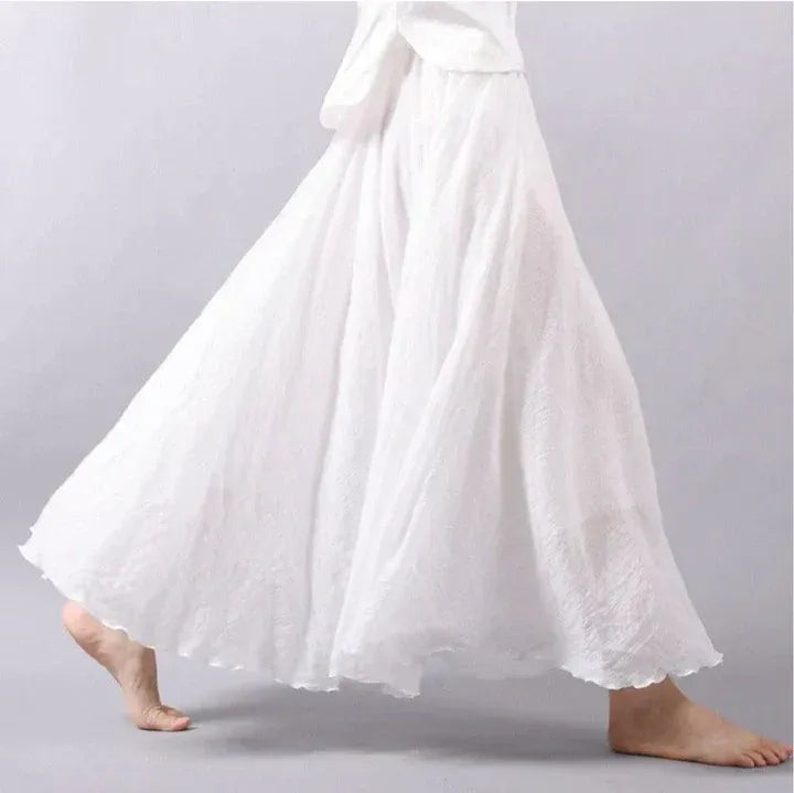 Elorisse | Dames High-Waist Maxi Rok – Zwierige A-lijn Lange Rok met Gekartelde Ruffle Zoom