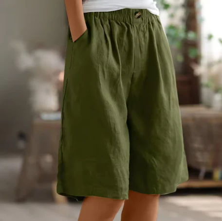 Calistae | Vrouwen: losvallende korte broek met wijde pijpen – elastische hoge taille