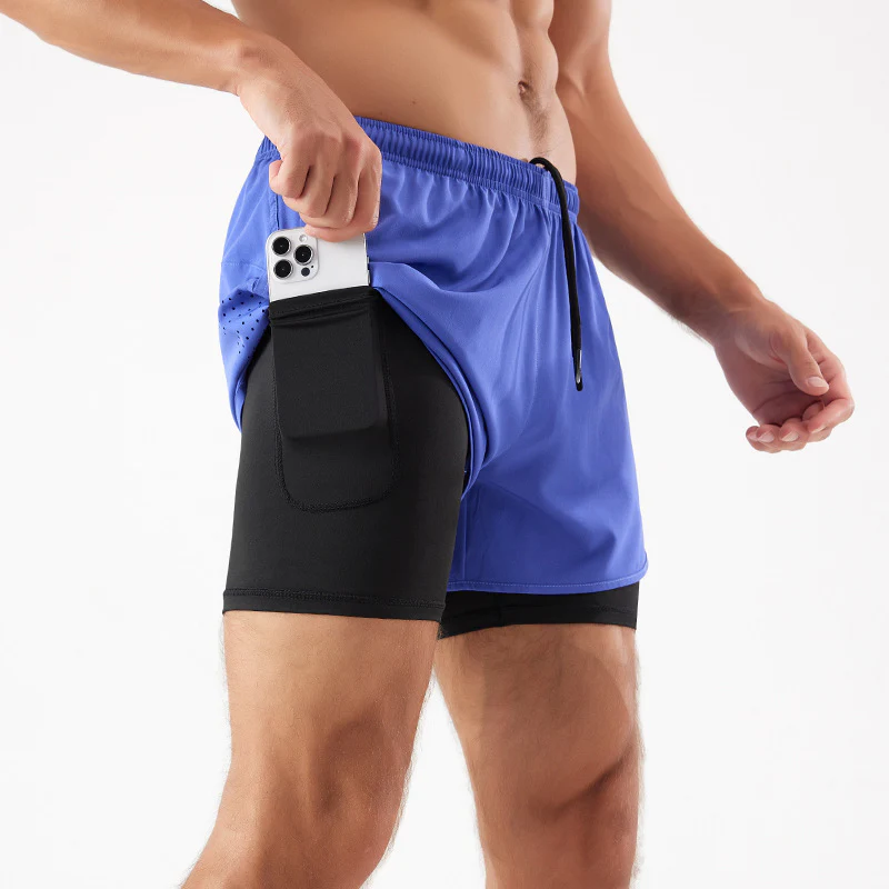 Xandric | Sportshort voor heren met dubbele laag – Lichtgewicht, sneldrogende trainingsshort