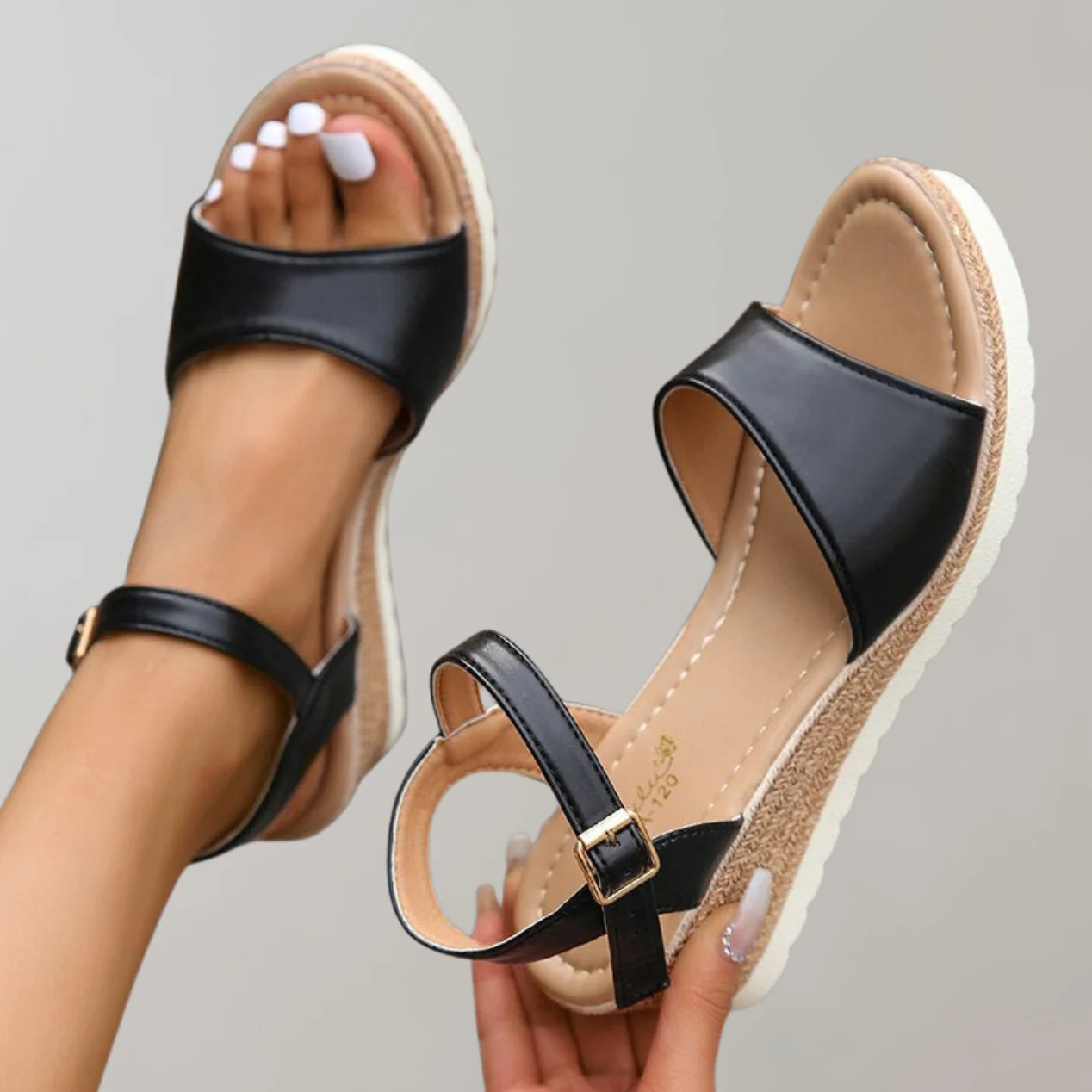 Gelora | Platformsandalen met sleehak voor dames – verstelbare bandjes, comfortabele zomersandalen met hak, open teen, casual model