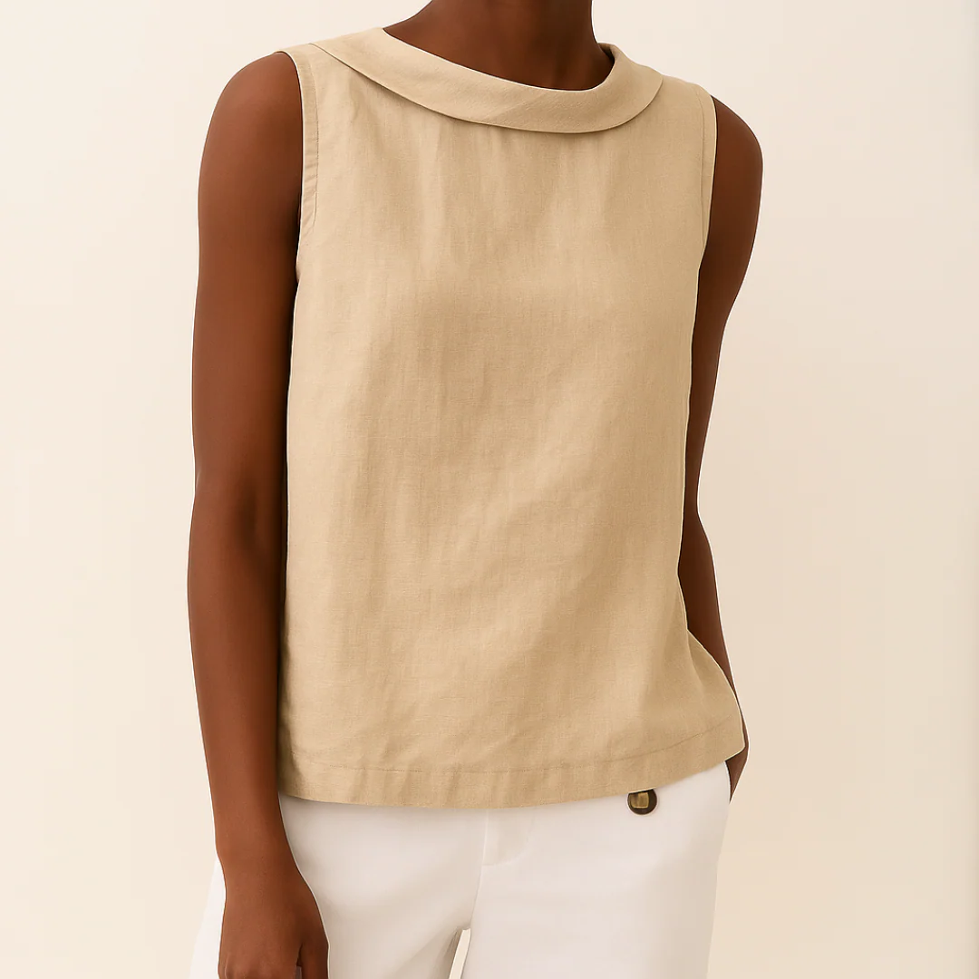 Elixia | Mouwloze damesblouse – met omgeslagen kraag