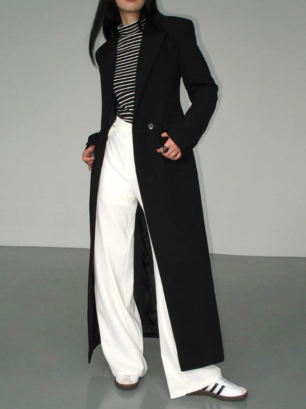 Anaritha | Women’s Long Wool-Blend Coat – Double-Breasted, Tailored Full-Length Winter Jacket