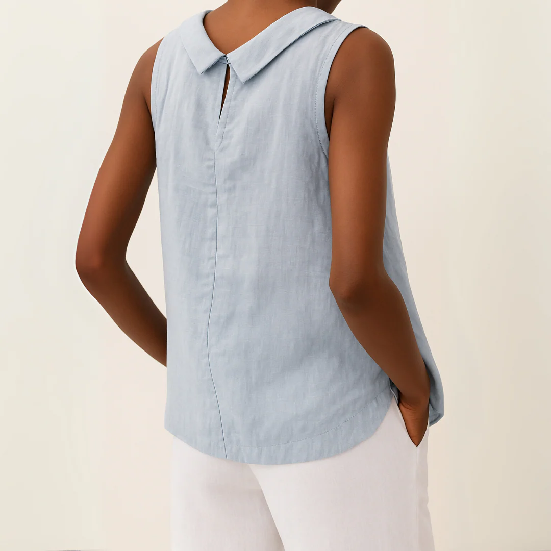 Elixia | Mouwloze damesblouse – met omgeslagen kraag