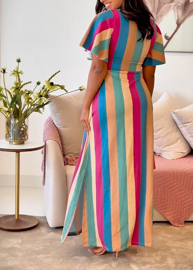 Maira | Chique Regenboog Gestreepte Jurk