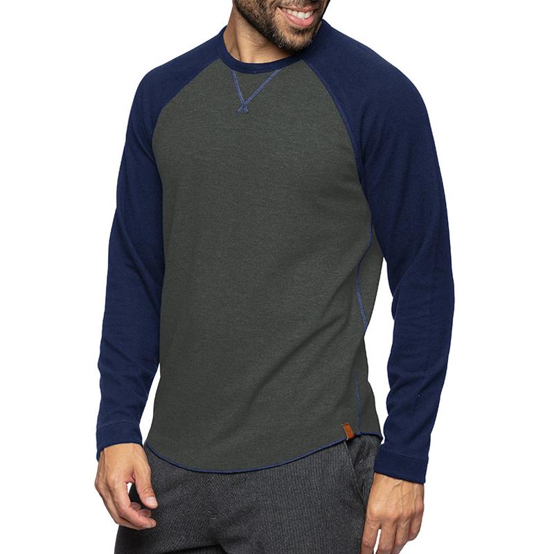 Emidio | T-shirt homme décontracté à manches longues - Color Block, coton doux, coupe ajustée