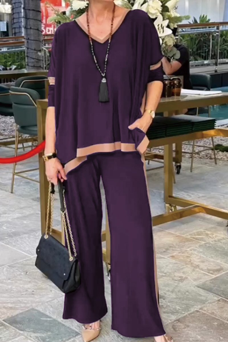 Vanna | Zomerse V-hals patchwork tweedelige set