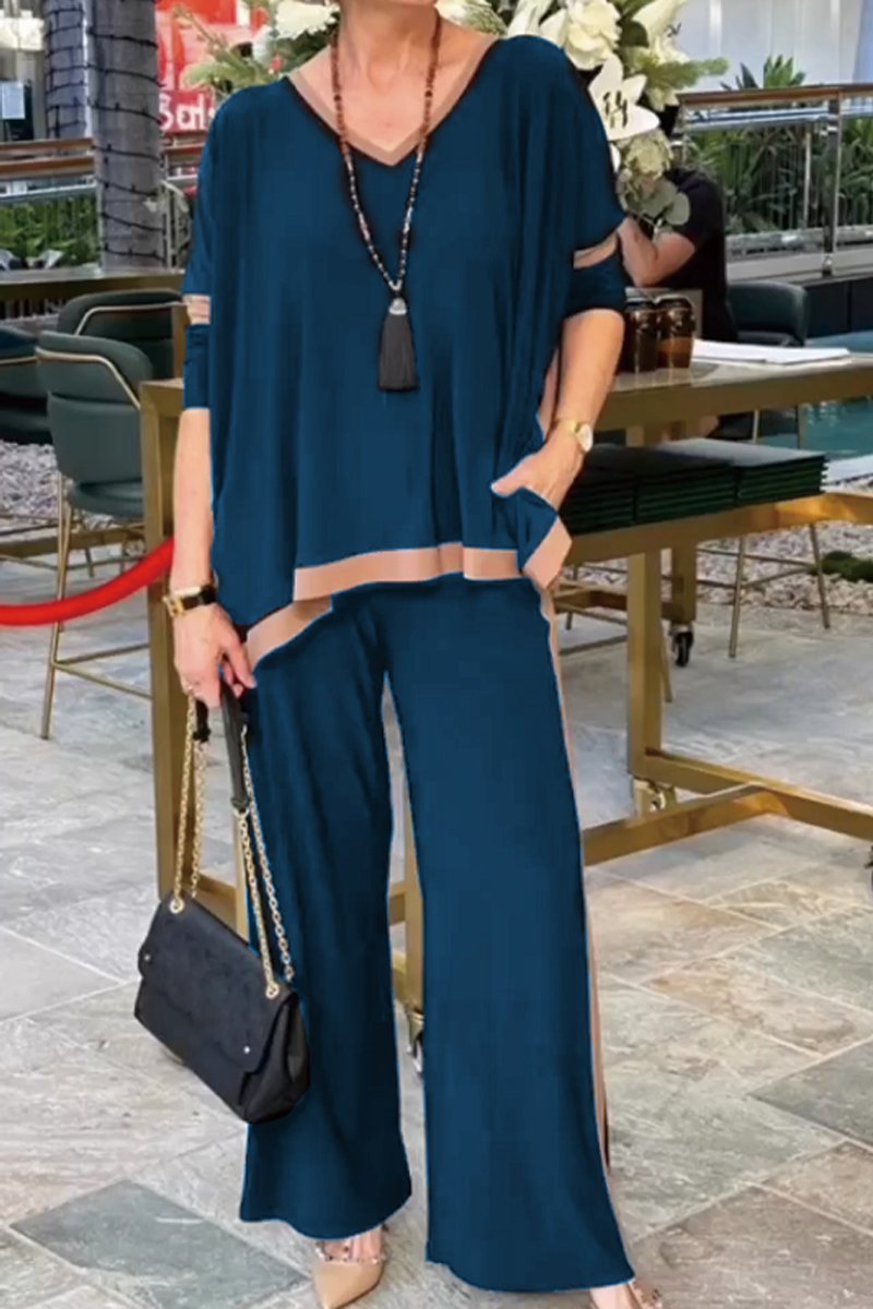 Vanna | Zomerse V-hals patchwork tweedelige set